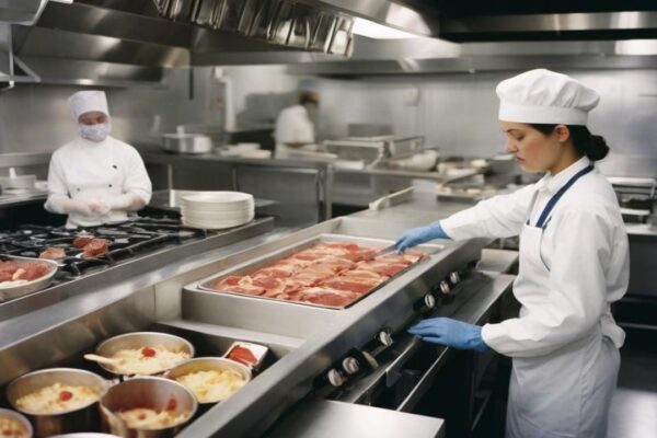 how should food workers protect food from contamination after it is cooked