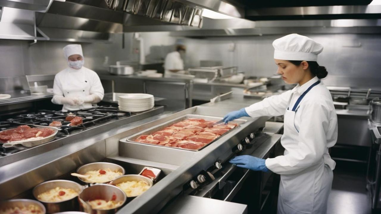 how should food workers protect food from contamination after it is cooked