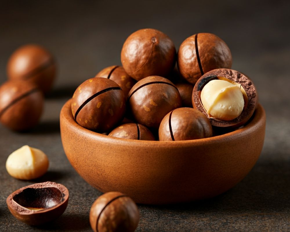 how much macadamia with shell makes 1kg without shell