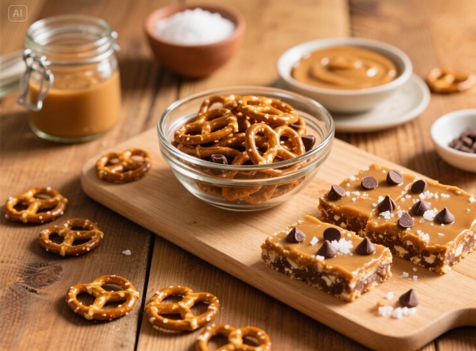 no bake caramel pretzel crack bars