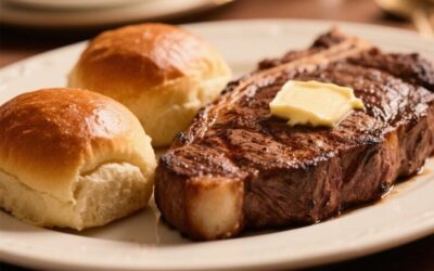steak and rolls