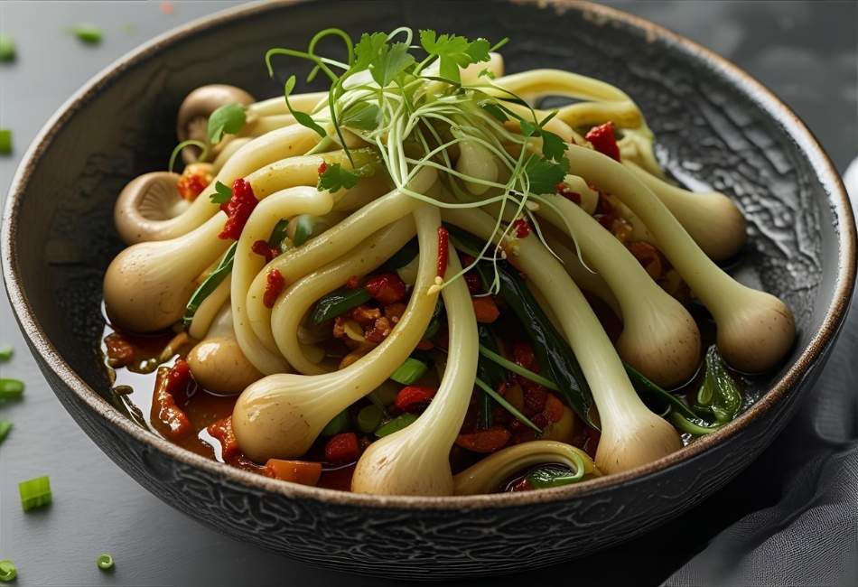 spicy enoki mushrooms