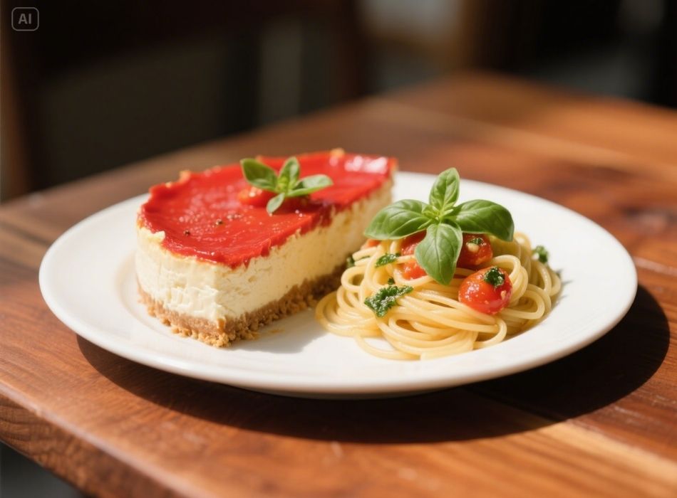 tomato basil pasta cheesecake