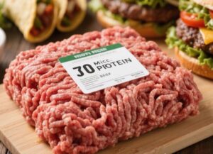 how much protein in a pound of ground beef