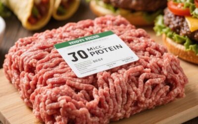 how much protein in a pound of ground beef