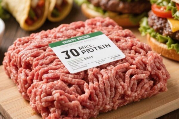 how much protein in a pound of ground beef