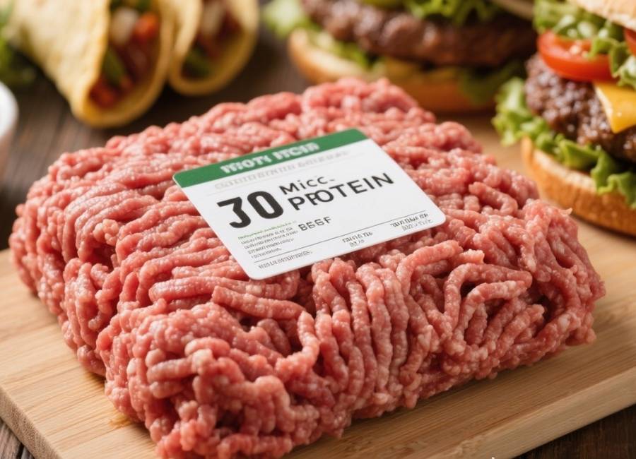 how much protein in a pound of ground beef