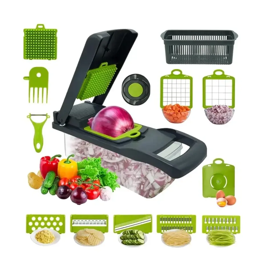 đĨ 16 Pcs Multifunctional Vegetable Chopper & Slicer â Large Size Kitchen Cutter Set - Image 2